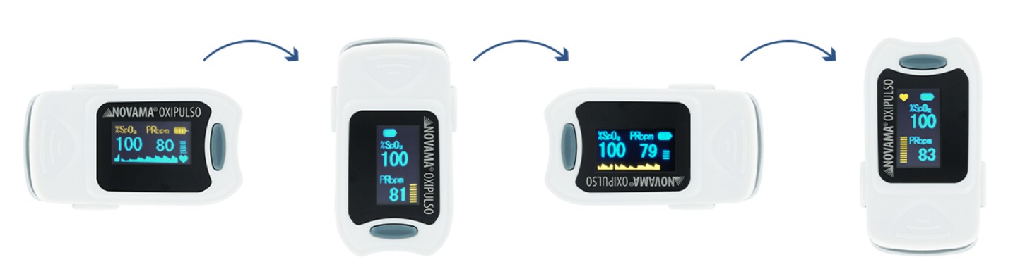 oxymetr se změnou orientace obrazovky